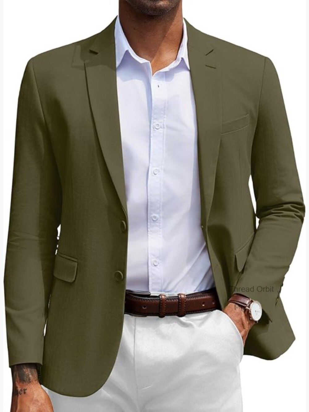 Slim Fit Herringbone Blazer, Cotton Sport Coat, Two Button Casual Jacket